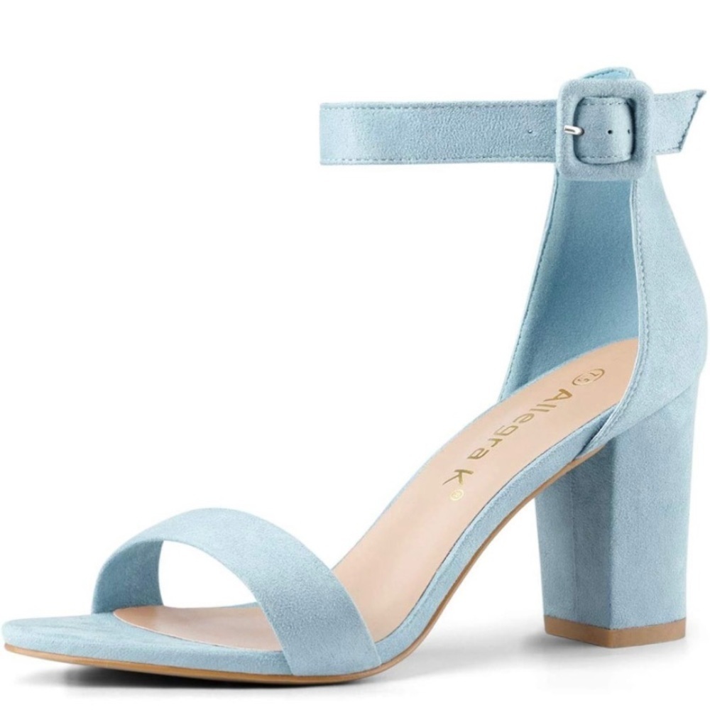 New Allegra K Women's High Chunky Heel Buckle Ankle Strap Sandals Size 8.5